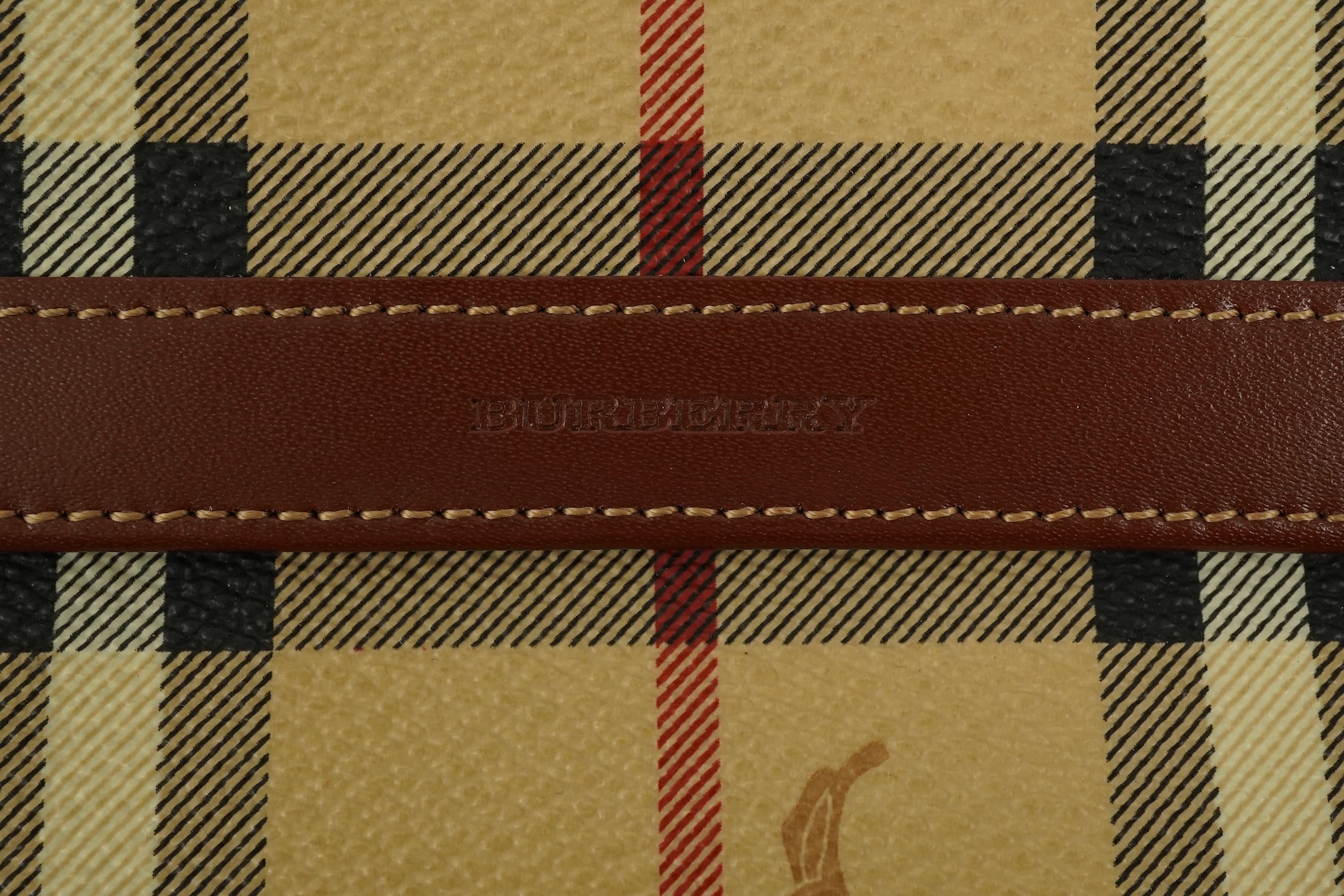 A Burberry brown tartan scarf, sunglasses with case and wallet with original box.